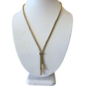Vintage Anne Klein Snake Serpentine Mesh Rope Chain Lariat Gold Tone Necklace